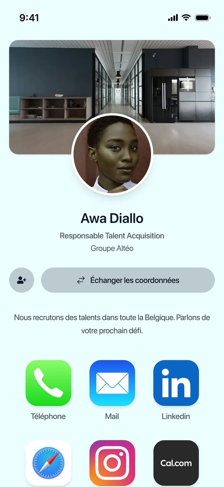 Exemple de carte de visite digitale Linko